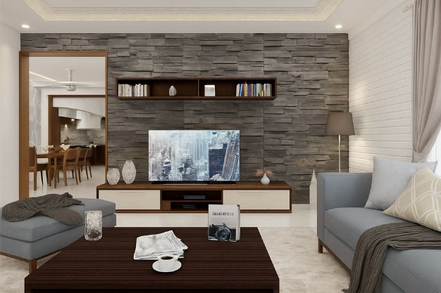 Stone Veneers for an Interior Wall Design for Hall