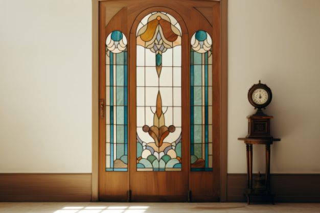 Victorian glass main door design