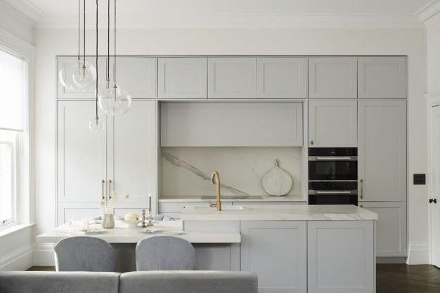 All white with texture points Kitchen Design