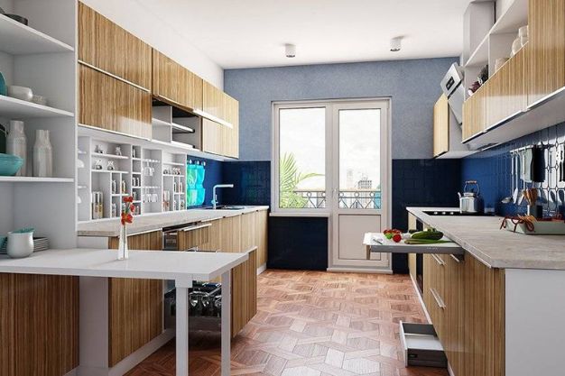 Open Shelf Parallel Kitchen