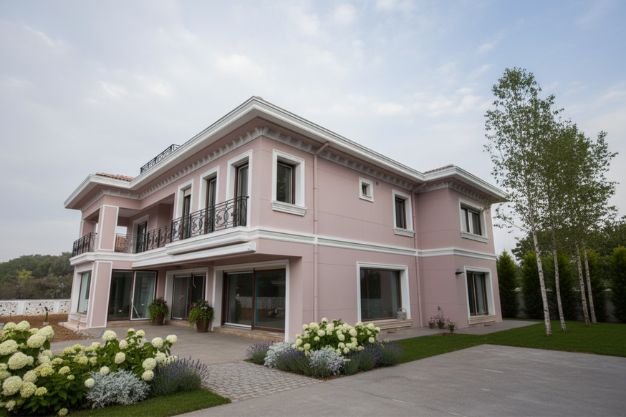 Misty Rose + Grey + White Exterior