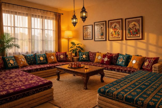 Cosy Bhartiya Baithak (Low-Height Seating)