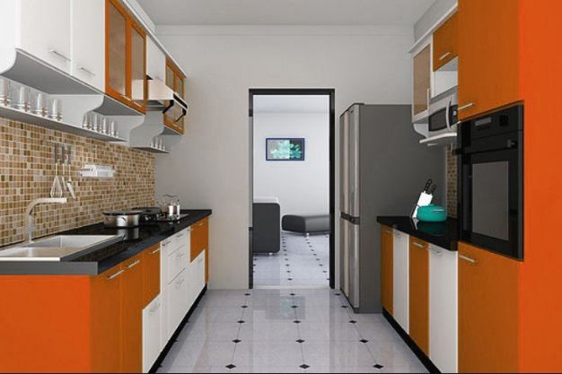 Vibrant and Colorful Parallel Kitchen