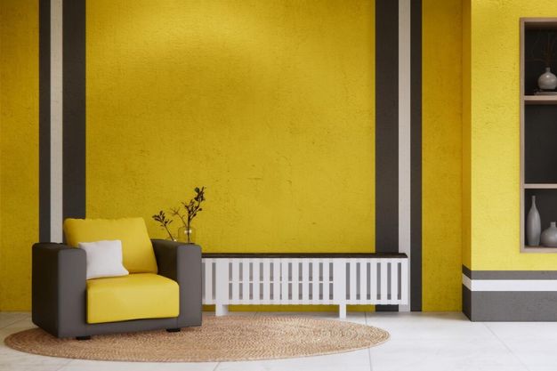 Vibrant Mustard & Muted Grey Wall Colour