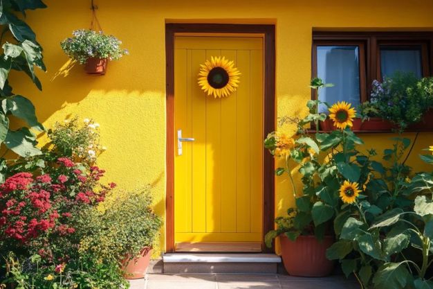 Traditional main door designs for a home that loves colour