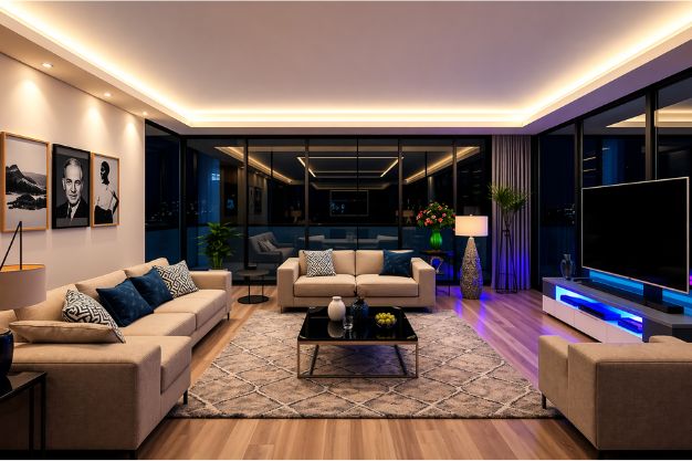 A False Ceiling with Cove Lighting for a Radiant Glow