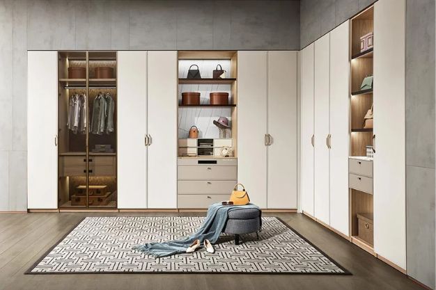 The Classic White Hinged Wardrobe with Decorative Accents