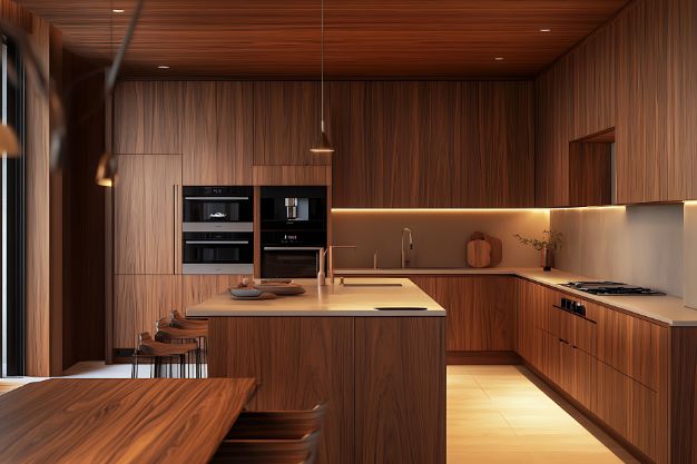 Wooden Brown Finishes Modern Kitchens