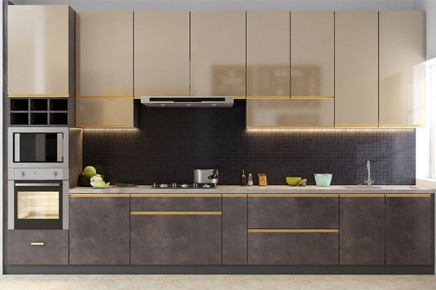 Terracotta Upper Cabinets & Grey Lower Units