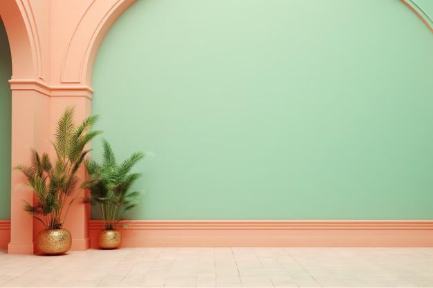 refreshing mint & subtle peach wall colour
