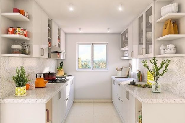 Parallel Kitchen with Indoor Plants