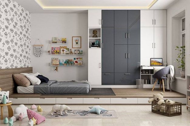 Two-Tone White Wardrobes with Subtle Contrasts