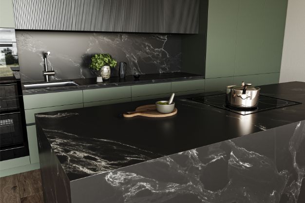 Premium Marble-Look Quartz Kitchen Countertop
