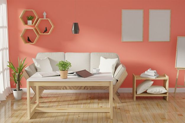 Warm Coral & Sandy Beige Hall Wall Colour