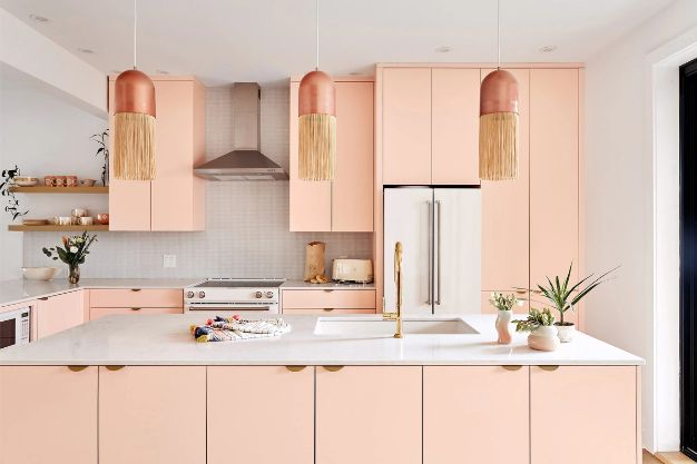 Blush Pink and Crisp White Kitchen Design