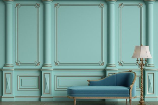 Tranquil Teal & Golden Accents Hall Wall Colour